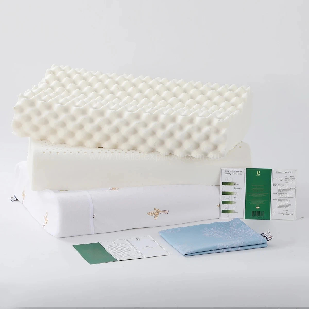 Group image with brand display - ROYAL Latex Neck Pillow Contour Support with Massage Nodules