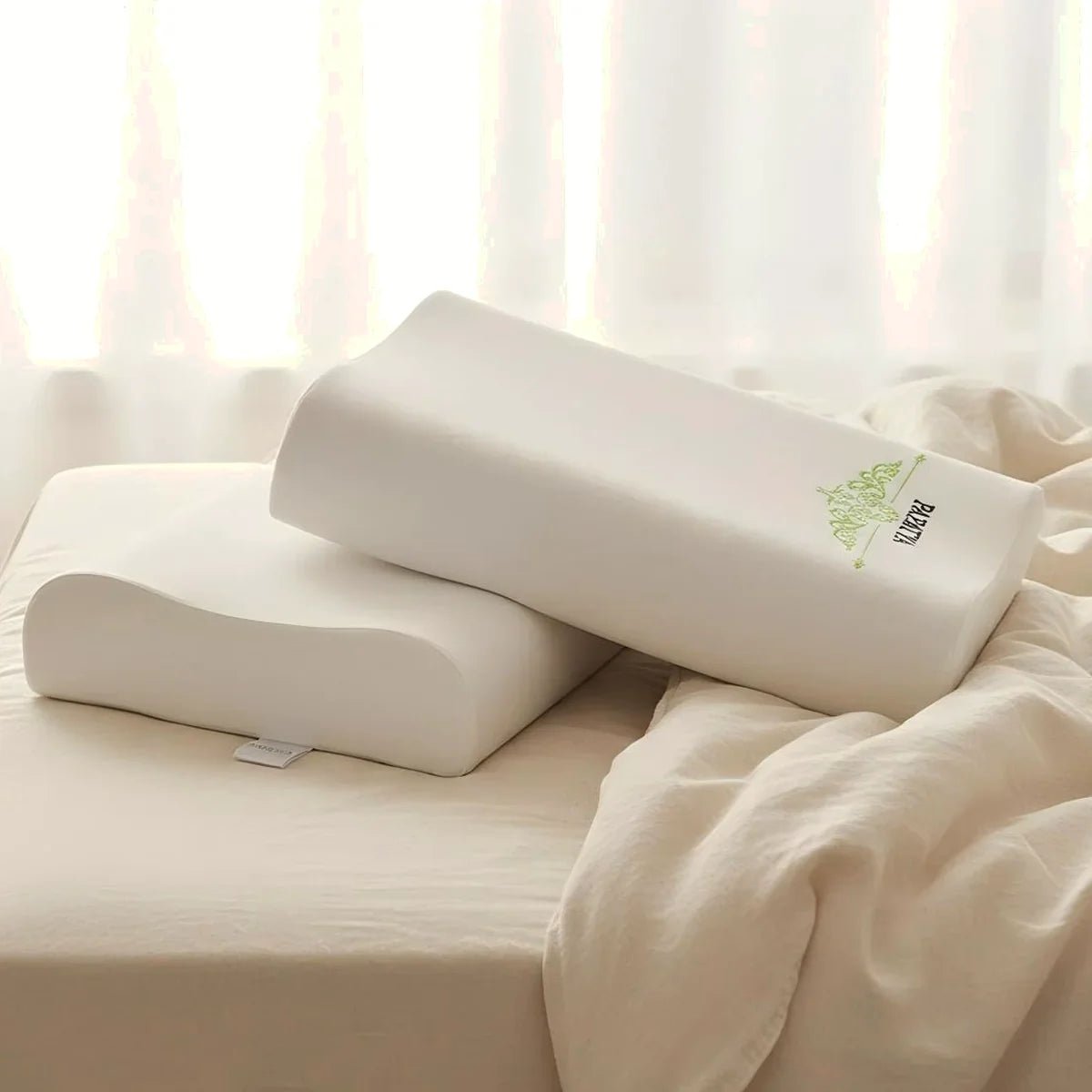 [2 Pack] PAPATYA High - Low Cooling Contour Latex Pillow - Thai Latex Pillow