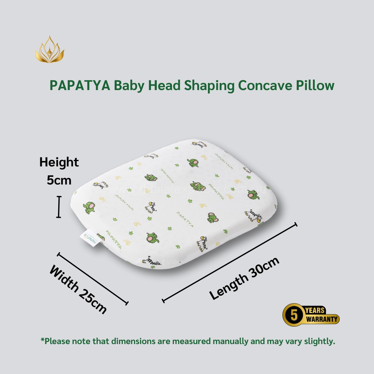PAPATYA Baby Head Shaping Natrual Latex Pillow – Head Positioning Concave & Airhole Design