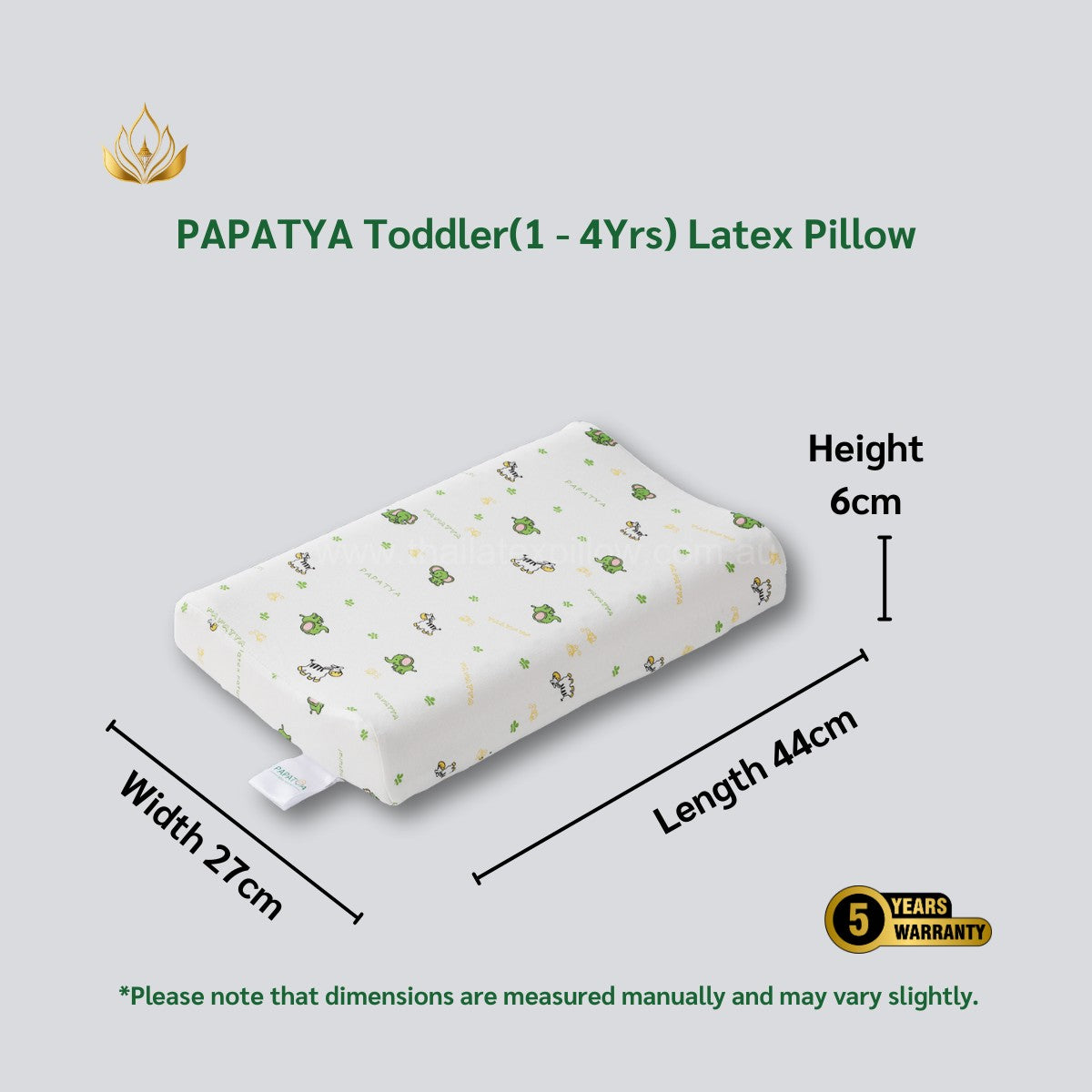 PAPATYA Toddler Latex Pillow – Flat Shape with Air Holes