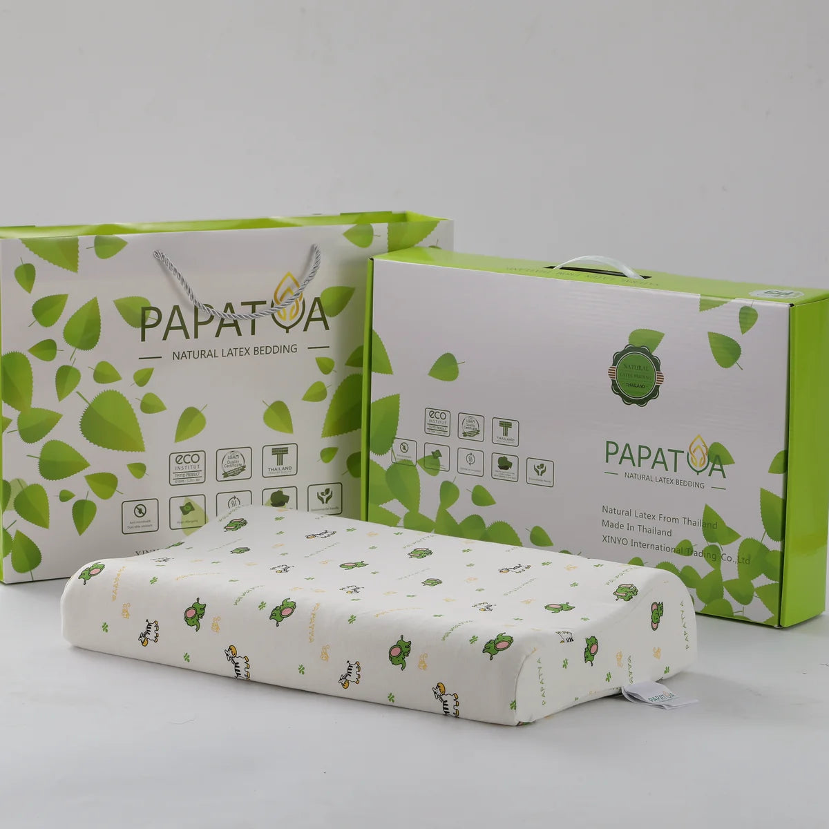 [Pre- Order] PAPATYA Latex Kids Pillow Large Size with Gentle [Pre-Order]Neck Support & Flat Ventilated Design (Ages 3-14)