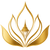 Gold lotus flower with a temple at its center on a white background