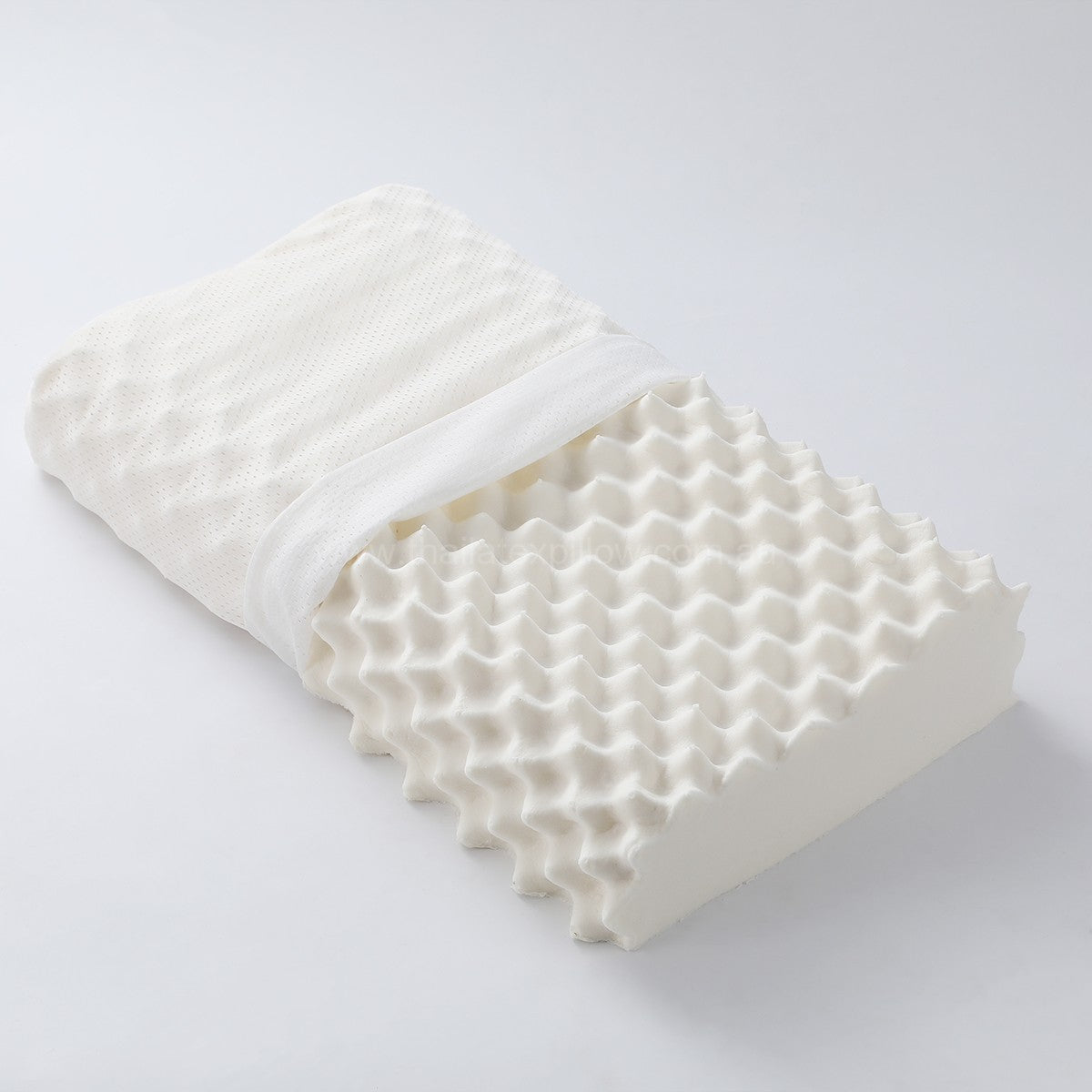 Half-covered view of the pillow - PAPATYA Latex Neck Pillow Contour Support with Massage Nodules