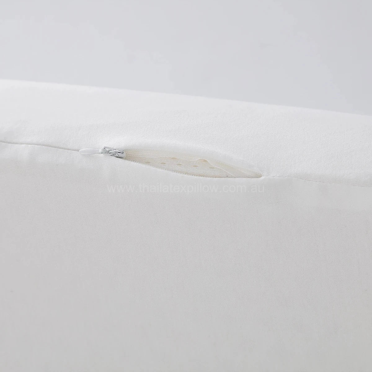 Zipper detail - PAPATYA Latex Side Sleeper Beauty Pillow Peanut Shape with Massage Nodules
