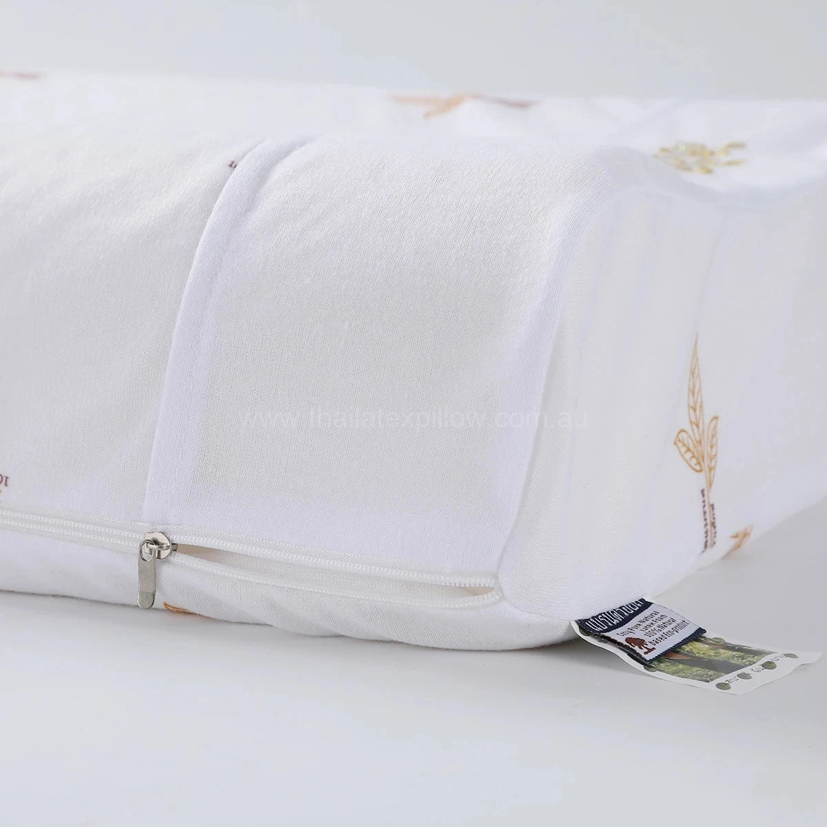 Zipper detail 2- ROYAL Latex Cooling Pillow Support with Flat Ventilated Design
