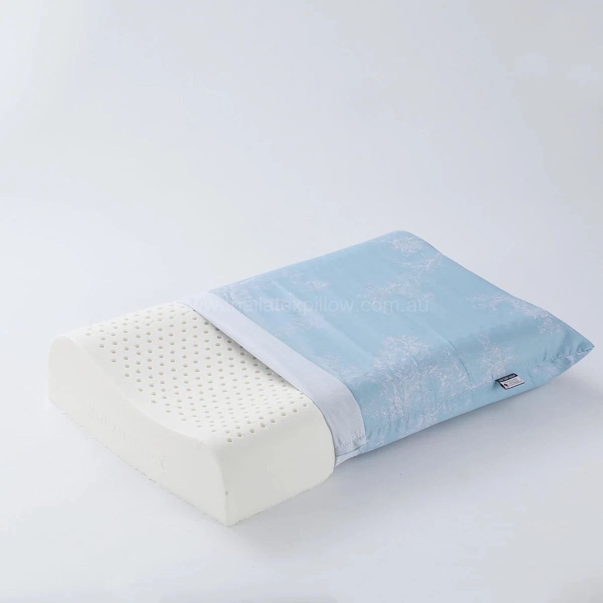 Half-covered view of the pillow - ROYAL Latex Cooling Pillow Support with Flat Ventilated Design
